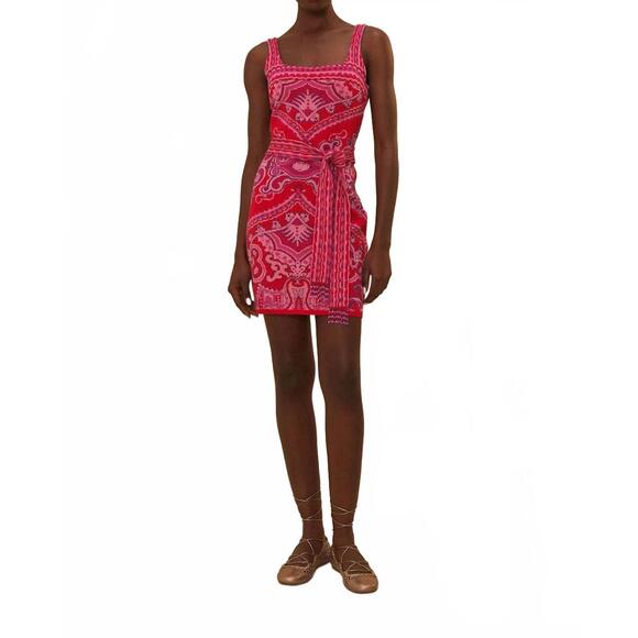 NEW FARM RIO paisley scarf knit mini dress in red/pink - Picture 4 of 5